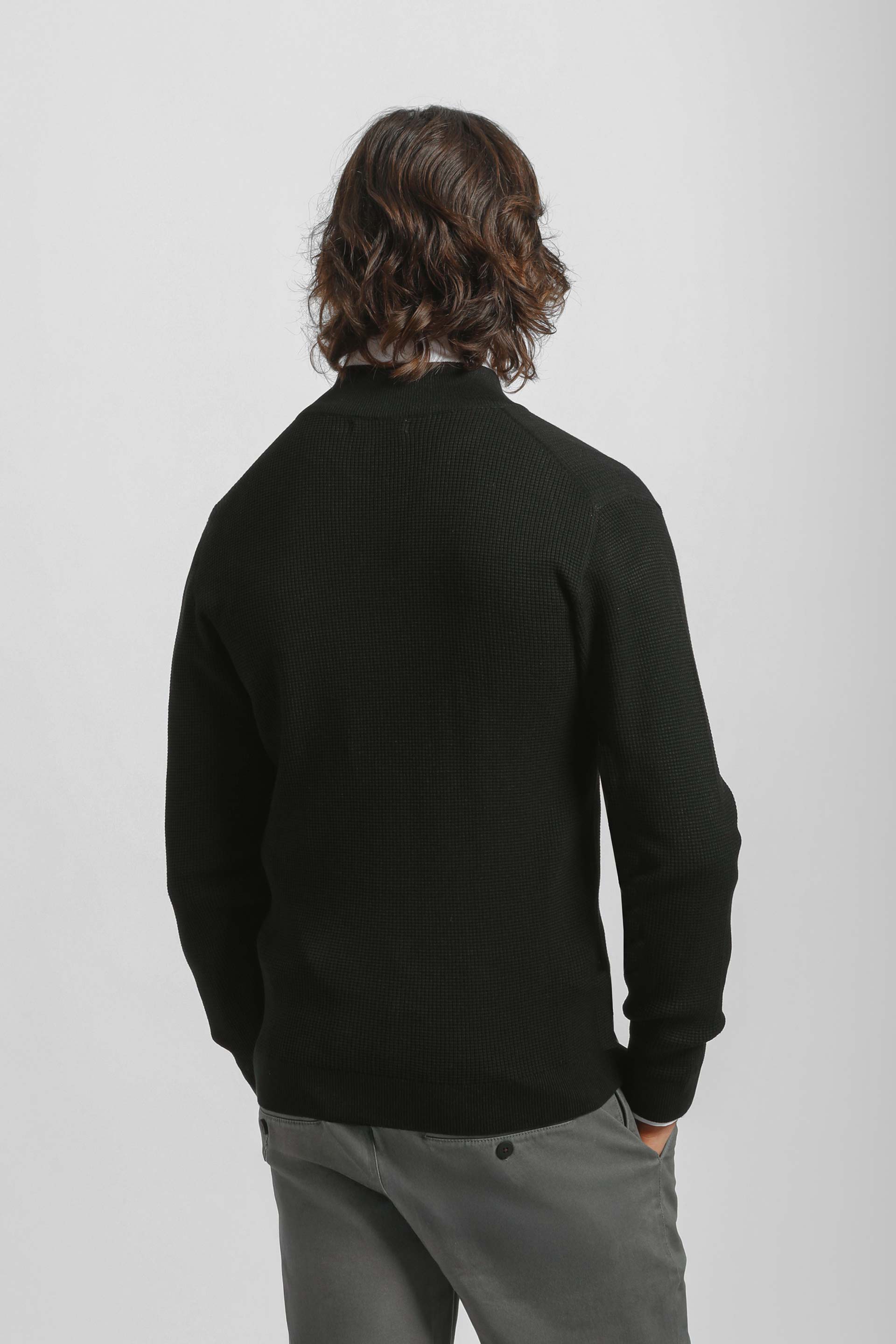 Cardigan in viscosa con zip|Colore:Nero
