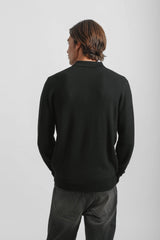 Polo manica lunga con bottoni|Colore:Nero