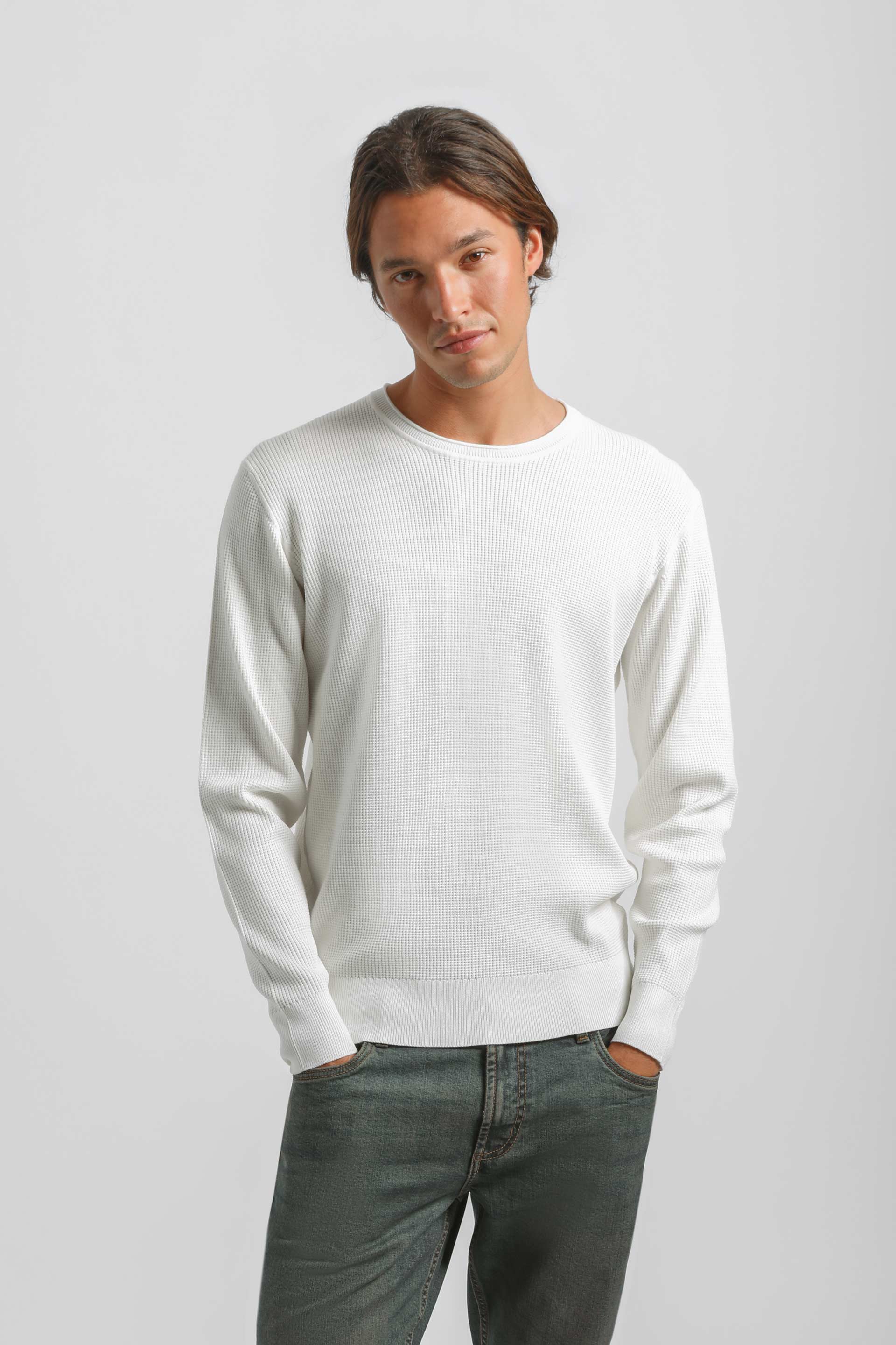 Maglia girocollo in viscosa|Colore:Off white