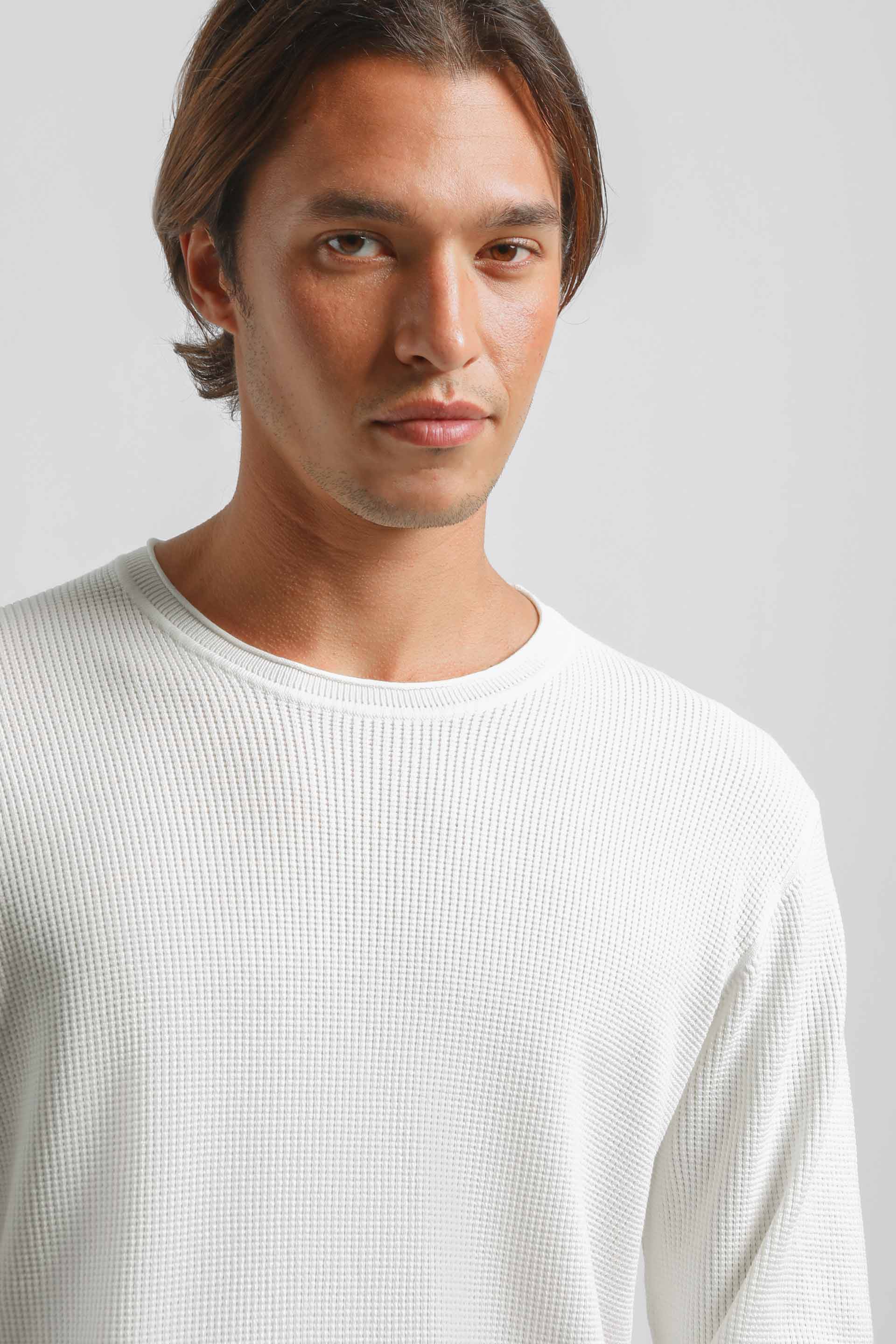 Maglia girocollo in viscosa|Colore:Off white