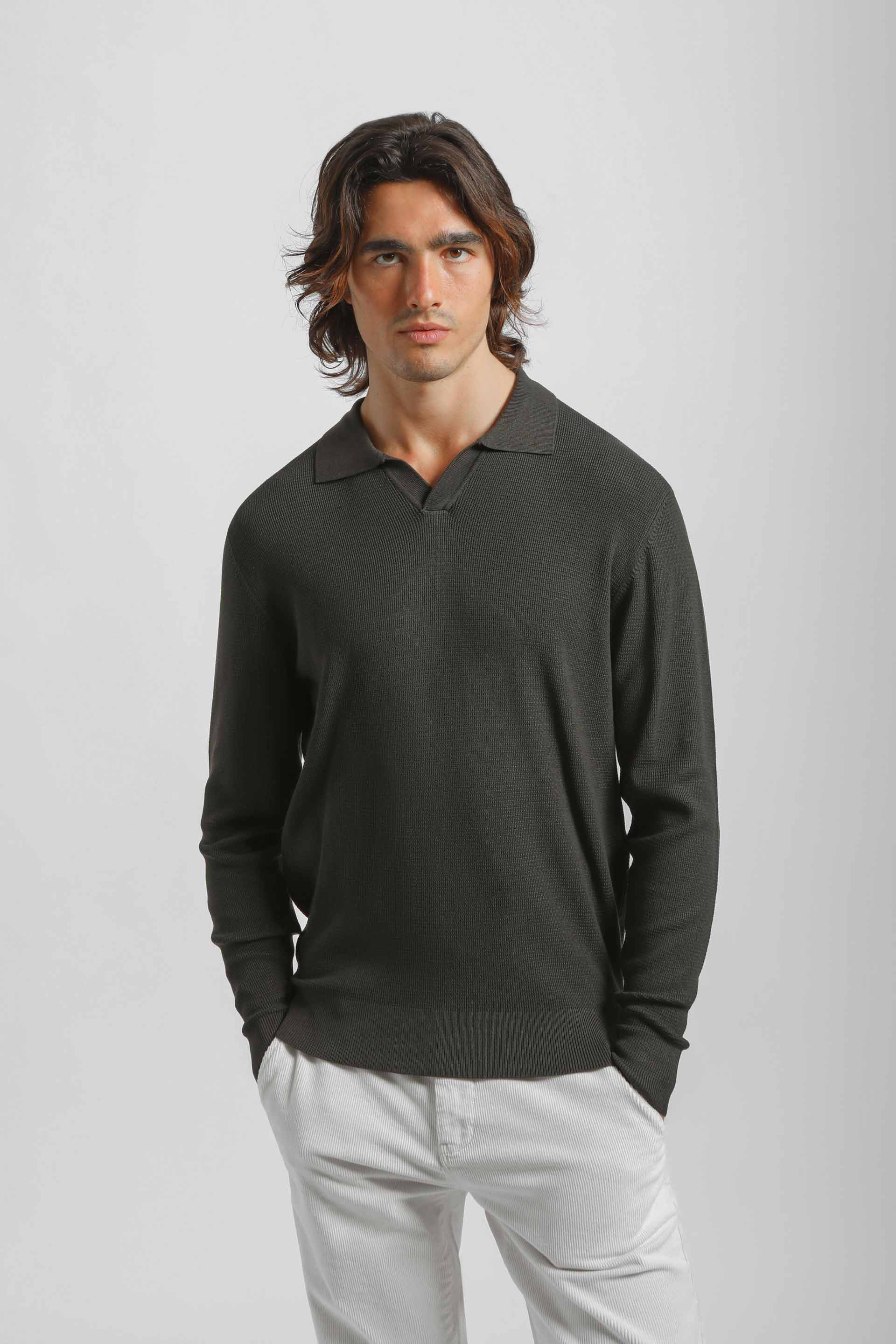 Polo manica lunga|Colore:Verde bosco