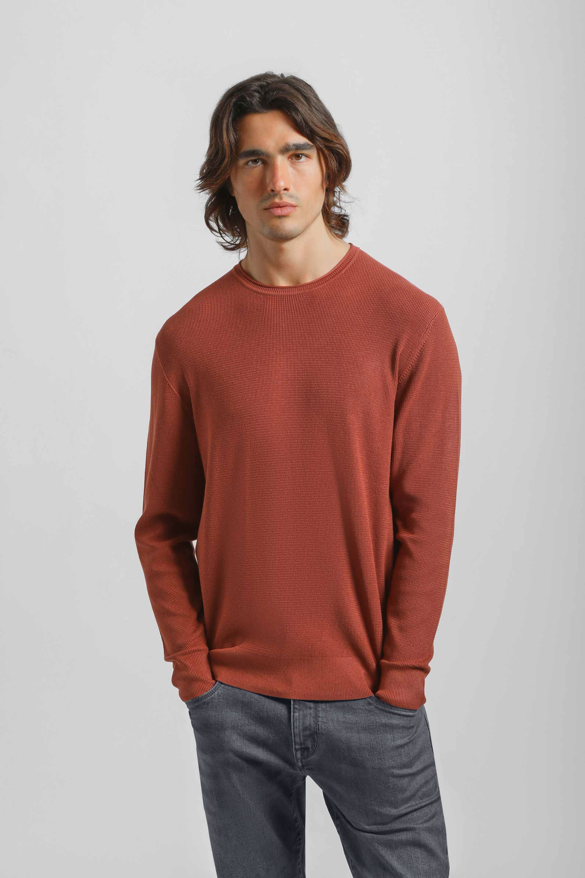 Maglia girocollo strutturata|Colore:Rame