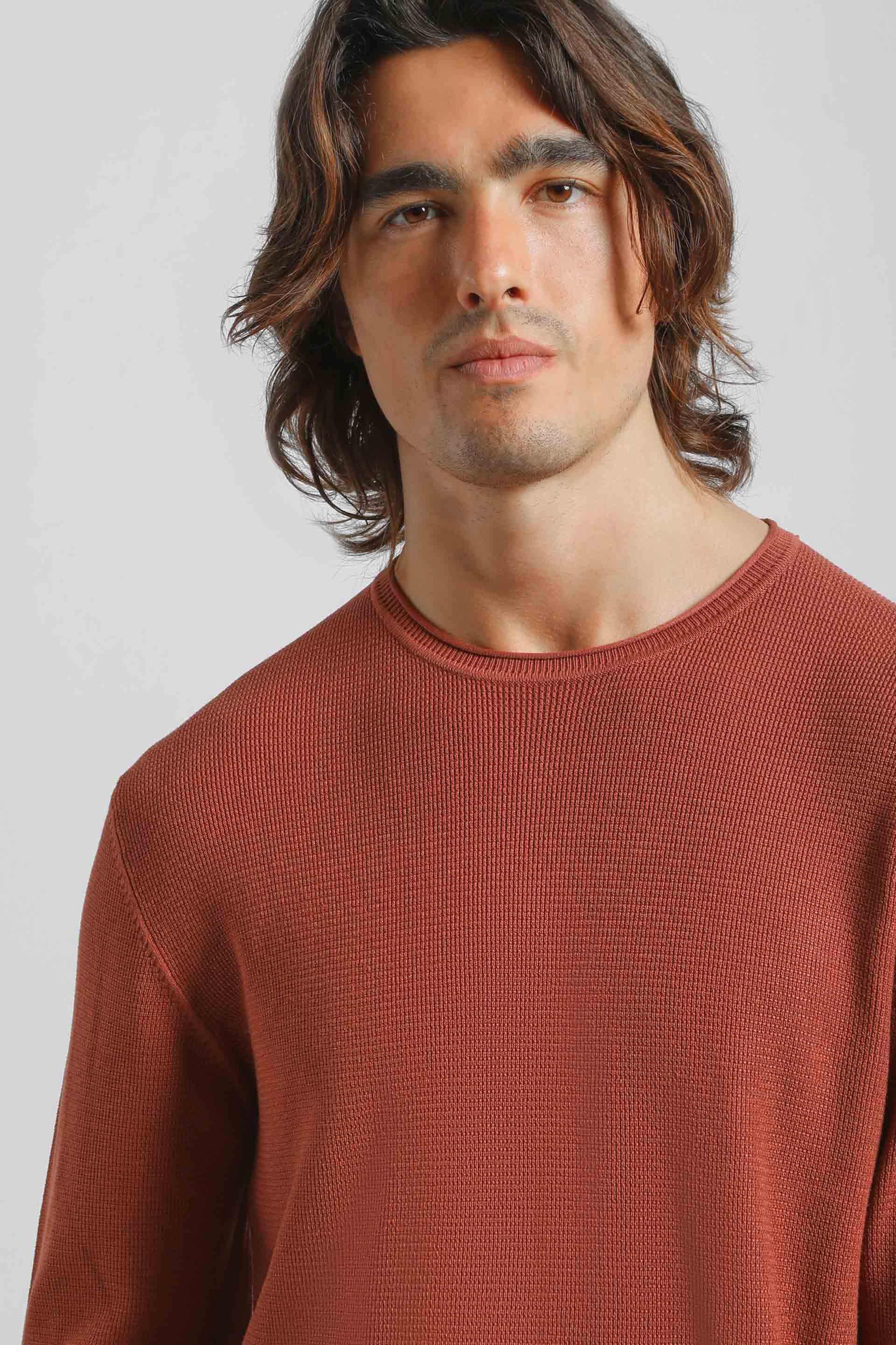 Maglia girocollo strutturata|Colore:Rame