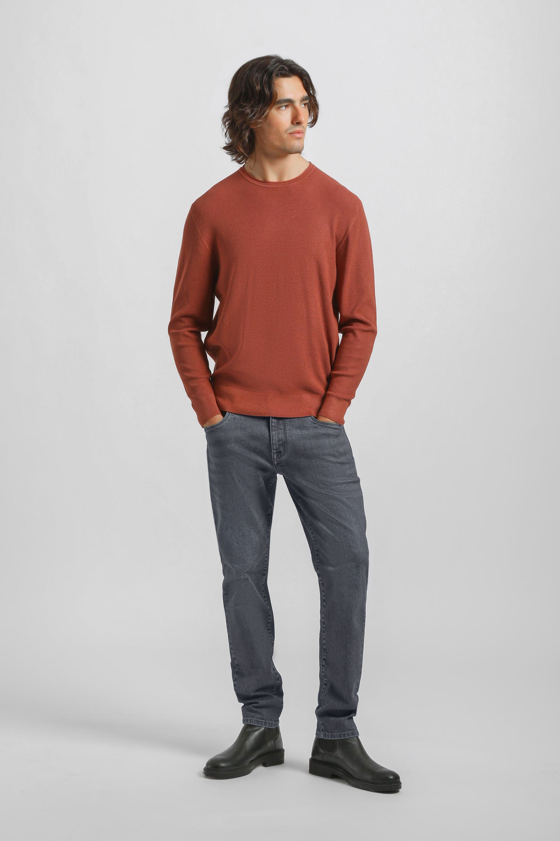 Maglia girocollo strutturata|Colore:Rame