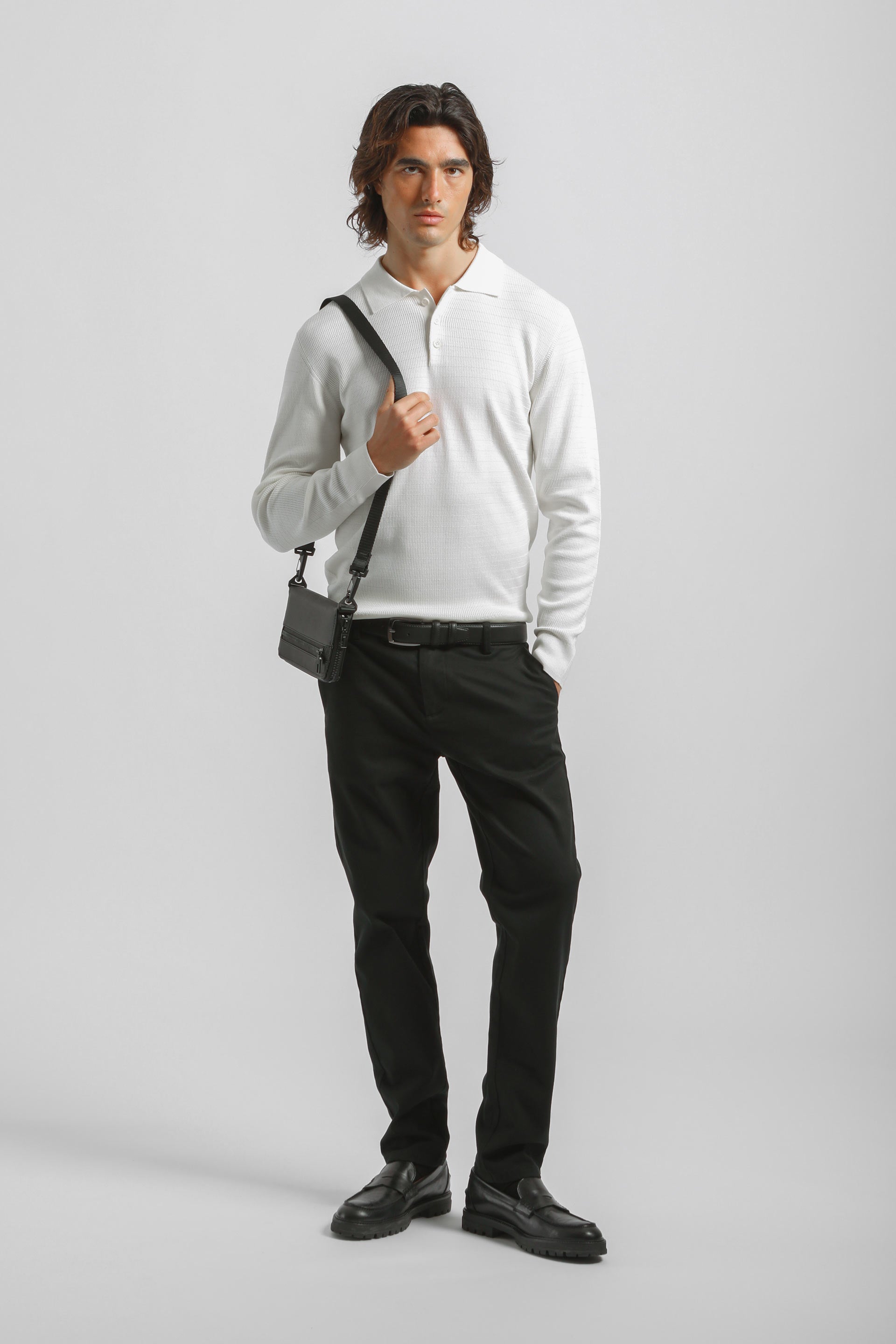 Polo manica lunga con bottoni|Colore:Off white