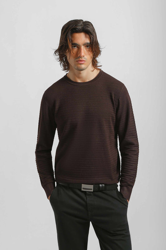Maglia girocollo in viscosa|Colore:Marrone