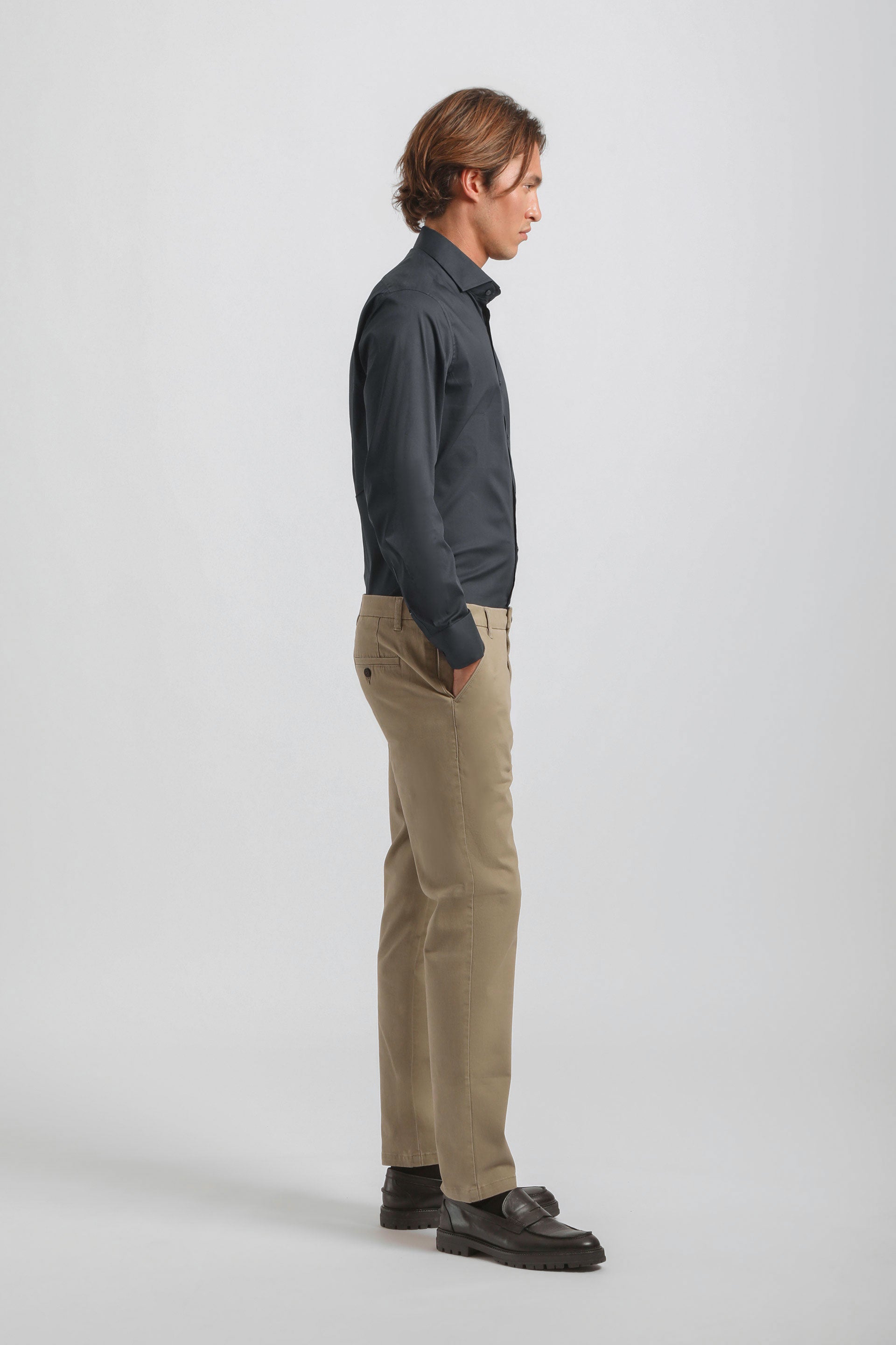 Pantaloni chino in cotone|Colore:Beige