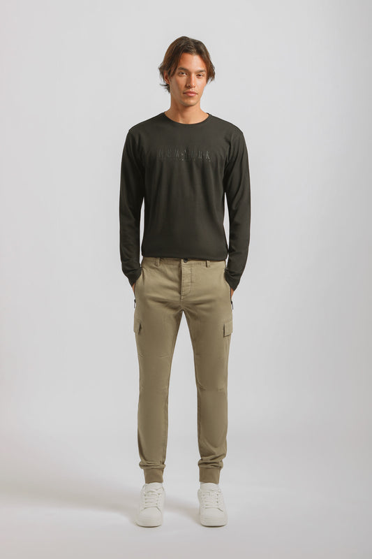 Pantaloni cargo con elastico alle caviglie|Colore:Beige