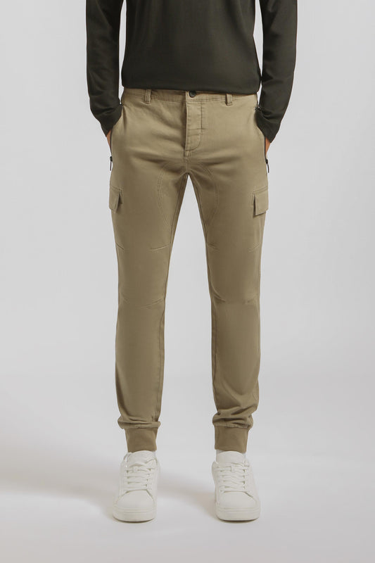 Pantaloni cargo con elastico alle caviglie|Colore:Beige
