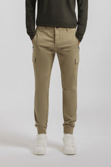 Pantaloni cargo con elastico alle caviglie|Colore:Beige