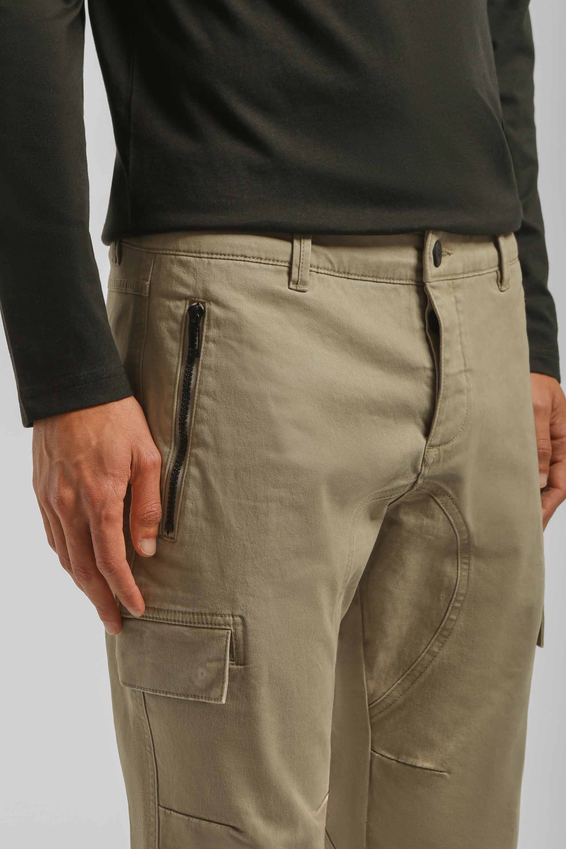 Pantaloni cargo con elastico alle caviglie|Colore:Beige