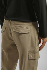 Pantaloni cargo con elastico alle caviglie|Colore:Beige