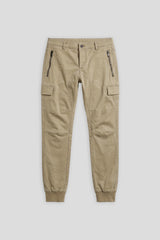 Pantaloni cargo con elastico alle caviglie|Colore:Beige