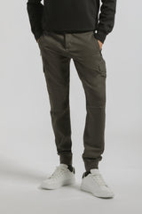 Pantaloni cargo con elastico alle caviglie|Colore:Grigio scuro