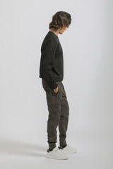 Pantaloni cargo con elastico alle caviglie|Colore:Grigio scuro