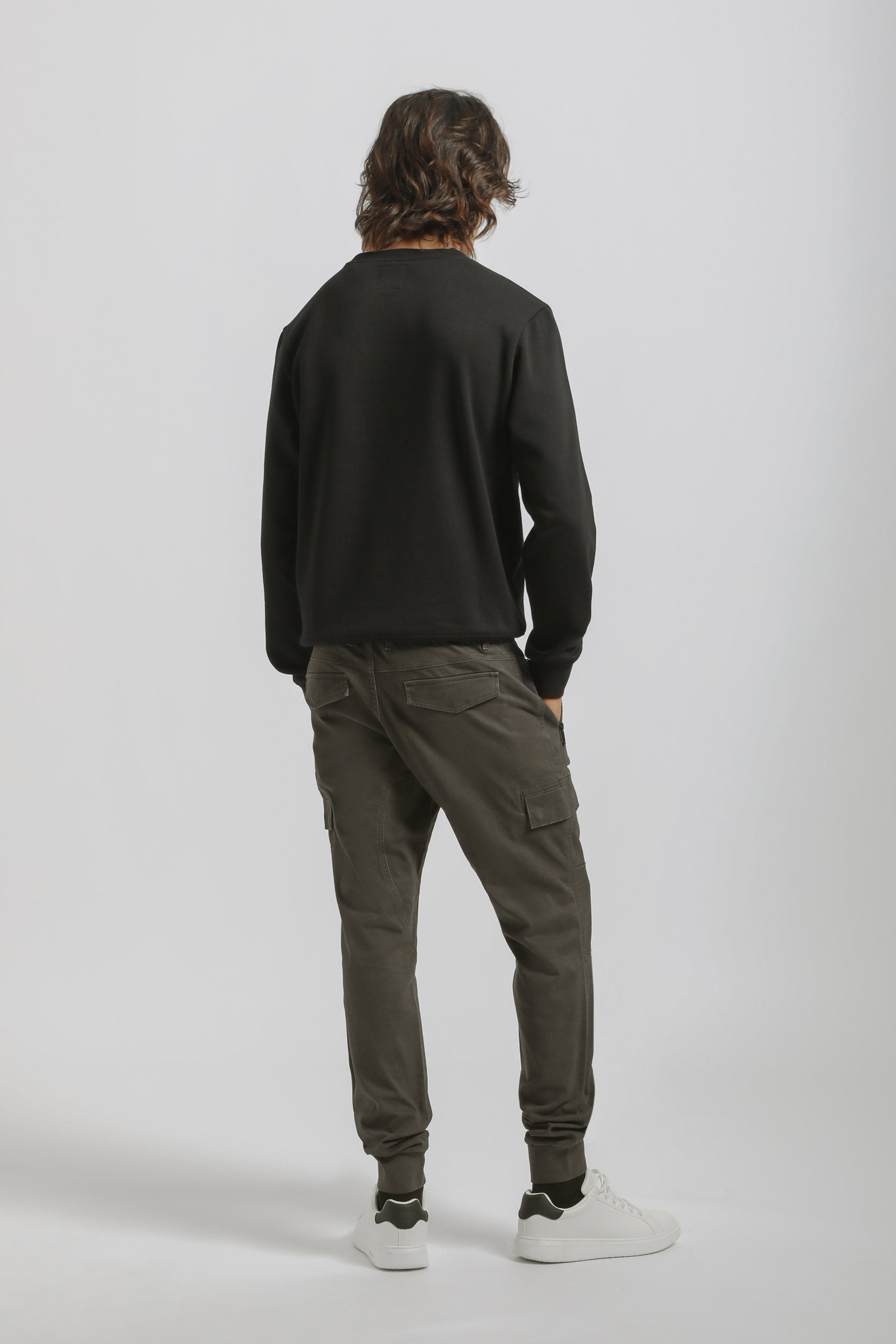 Pantaloni cargo con elastico alle caviglie|Colore:Grigio scuro