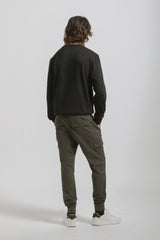 Pantaloni cargo con elastico alle caviglie|Colore:Grigio scuro