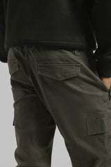 Pantaloni cargo con elastico alle caviglie|Colore:Grigio scuro