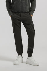 Pantaloni cargo con elastico alle caviglie|Colore:Nero