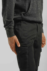 Pantaloni cargo con elastico alle caviglie|Colore:Nero