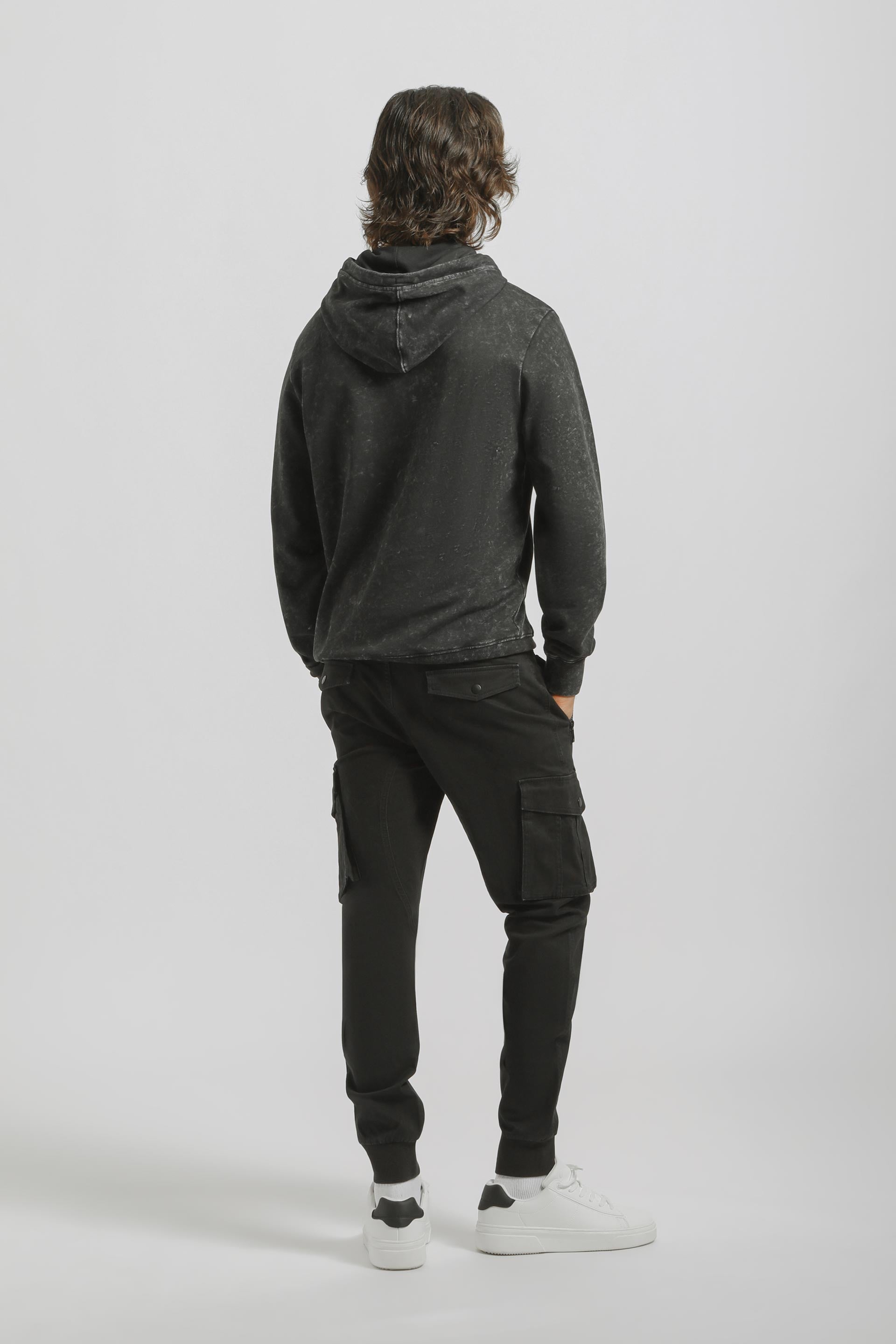 Pantaloni cargo con elastico alle caviglie|Colore:Nero