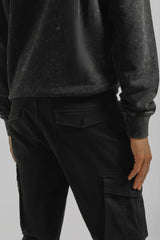 Pantaloni cargo con elastico alle caviglie|Colore:Nero
