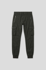 Pantaloni cargo con elastico alle caviglie|Colore:Nero