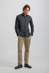 Camicia tinta unita in cotone|Colore:Blue