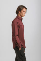 Camicia tinta unita in cotone|Colore:Bordeaux