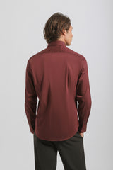Camicia tinta unita in cotone|Colore:Bordeaux