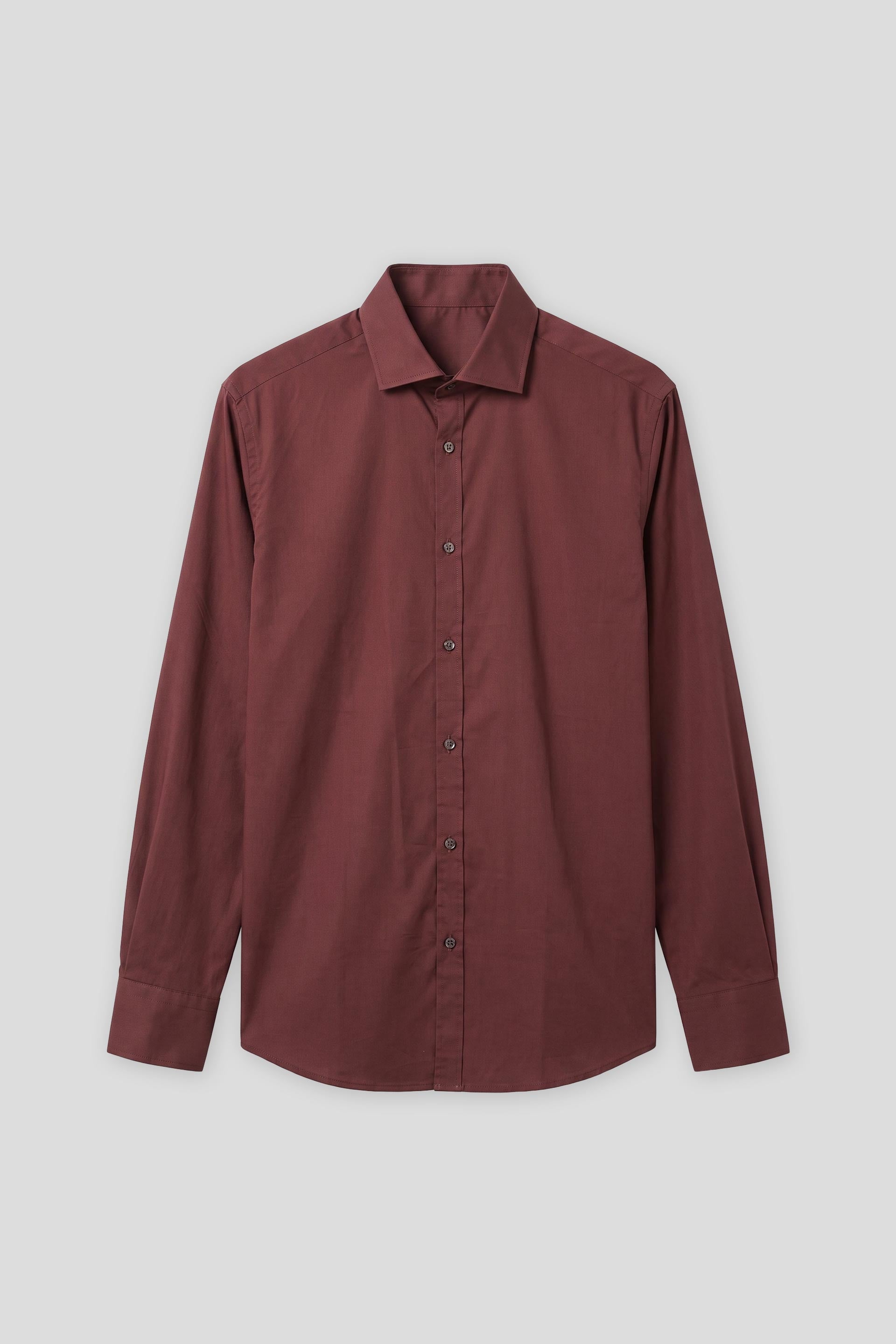 Camicia tinta unita in cotone|Colore:Bordeaux
