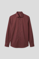 Camicia tinta unita in cotone|Colore:Bordeaux