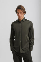 Camicia tinta unita in cotone|Colore:Nero