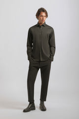 Camicia tinta unita in cotone|Colore:Nero