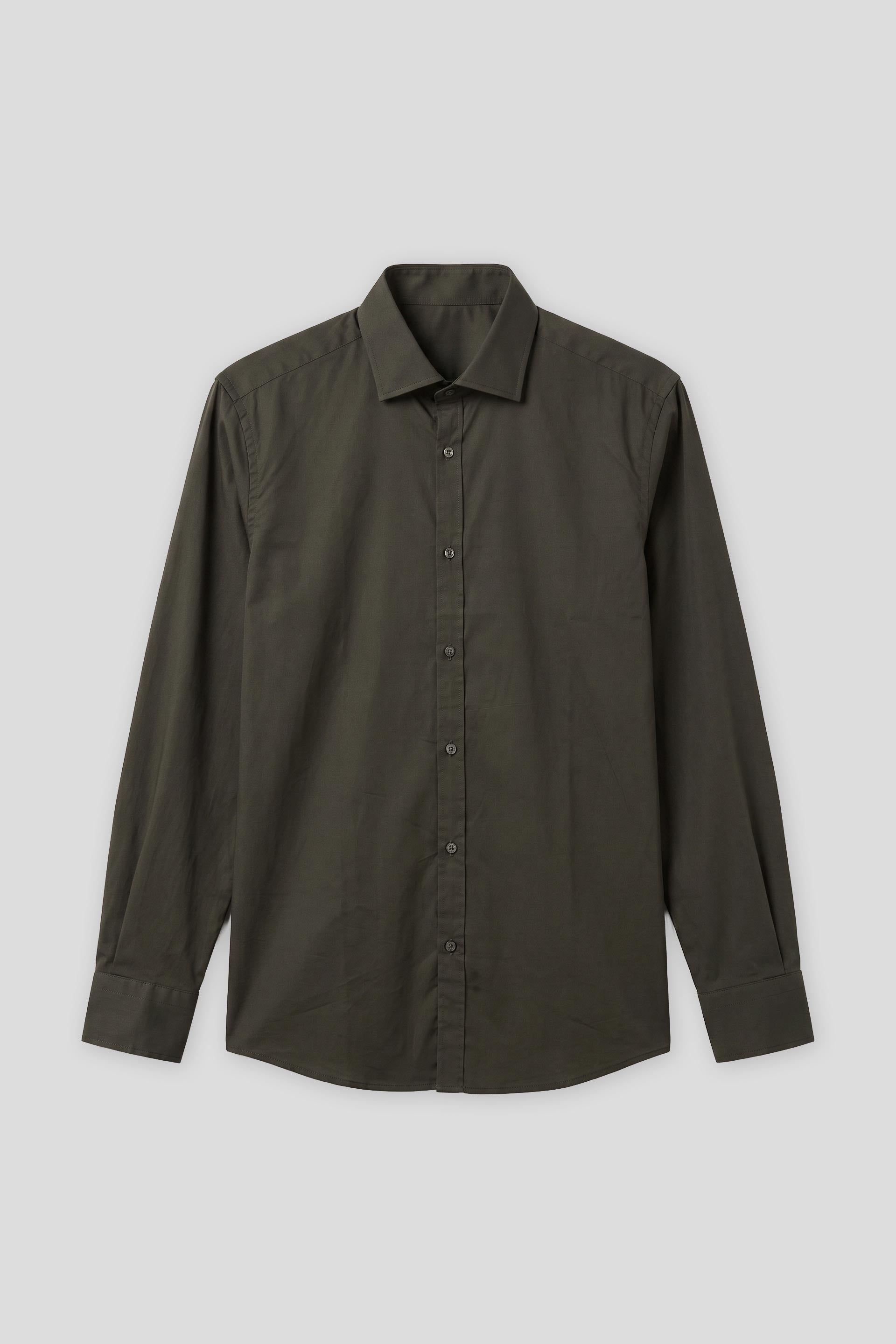 Camicia tinta unita in cotone|Colore:Nero
