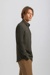Camicia tinta unita in tessuto elastico|Colore:Nero