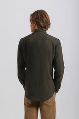 Camicia tinta unita in tessuto elastico|Colore:Nero