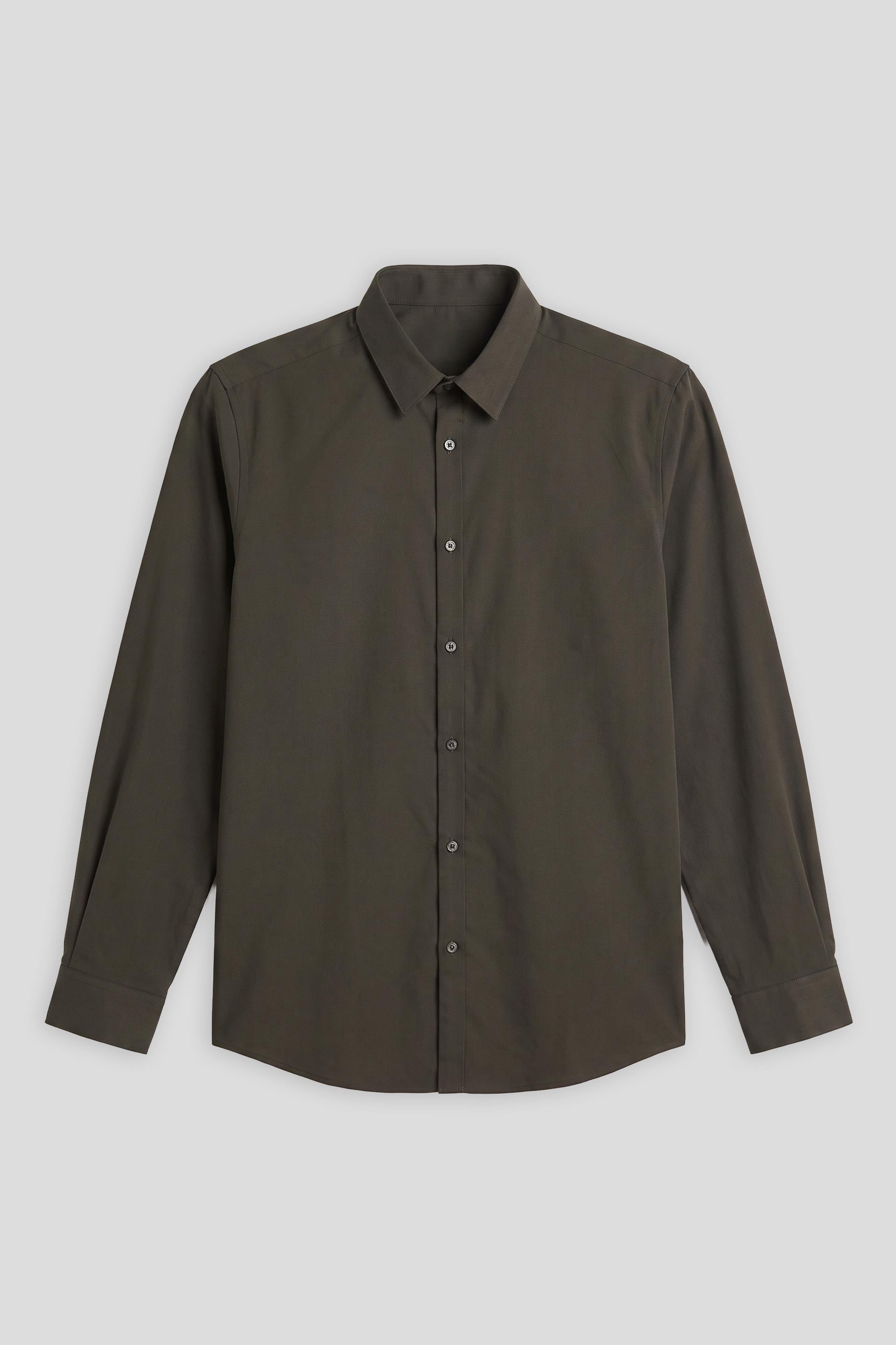 Camicia tinta unita in tessuto elastico|Colore:Nero