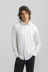 Camicia tinta unita in tessuto elastico|Colore:Bianco
