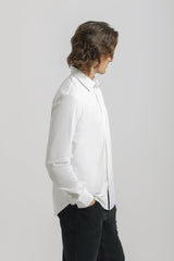 Camicia tinta unita in tessuto elastico|Colore:Bianco