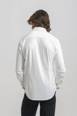 Camicia tinta unita in tessuto elastico|Colore:Bianco