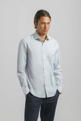 Camicia microfantasia in cotone|Colore:Celeste