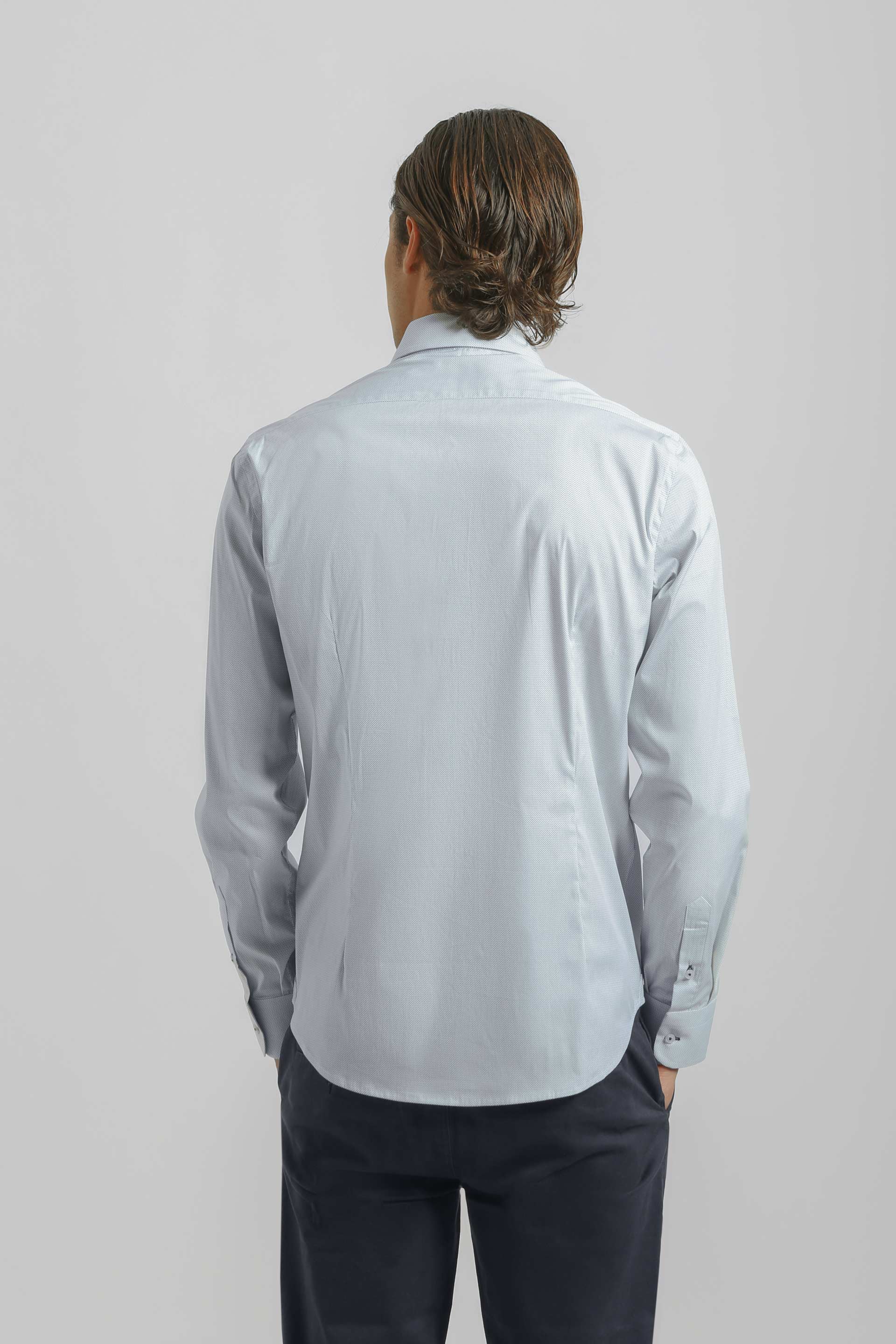 Camicia microfantasia in cotone|Colore:Celeste