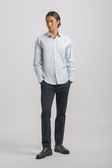 Camicia microfantasia in cotone|Colore:Celeste