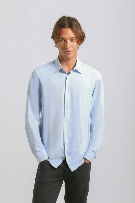 Camicia manica lunga a righe|Colore:Celeste