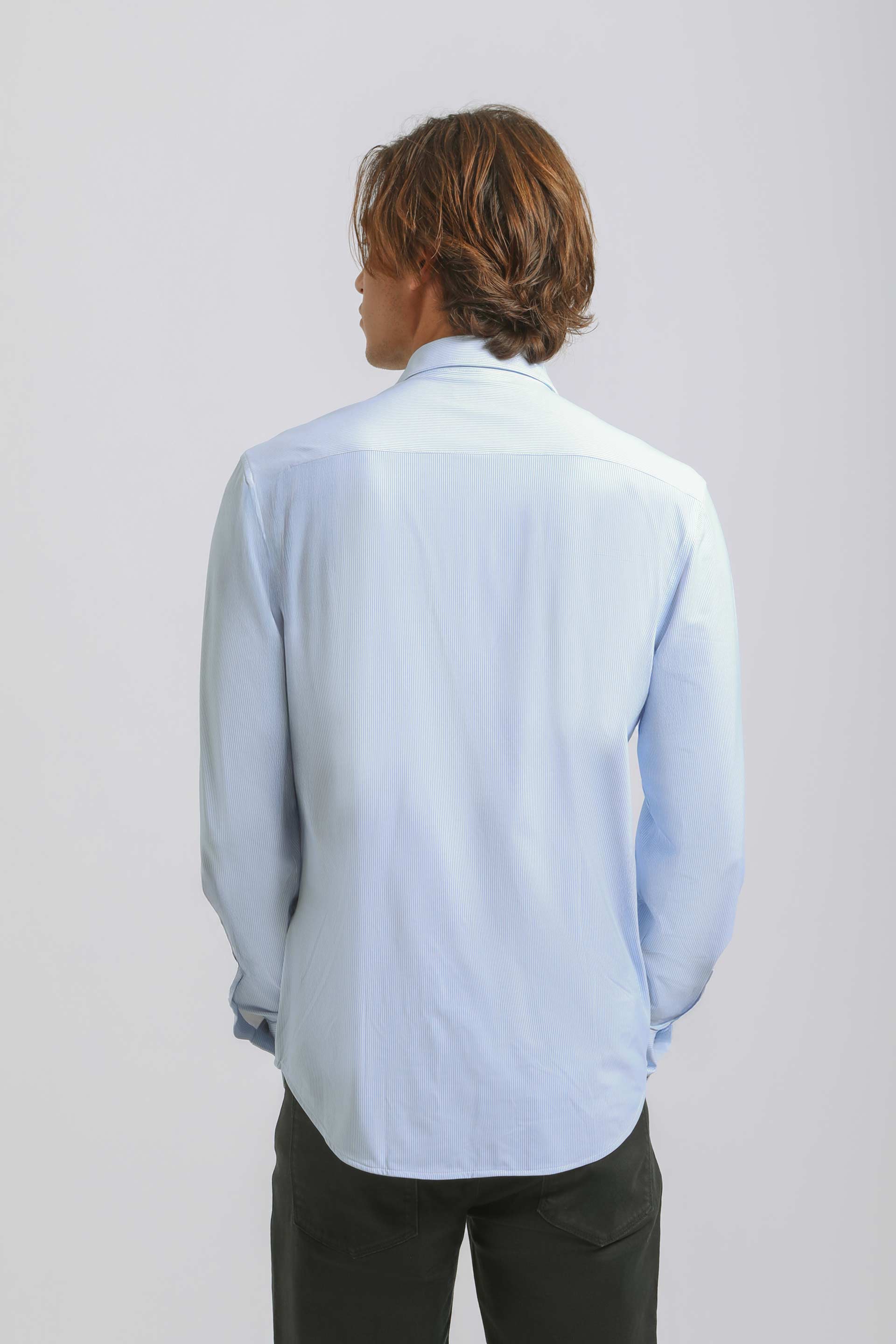 Camicia manica lunga a righe|Colore:Celeste