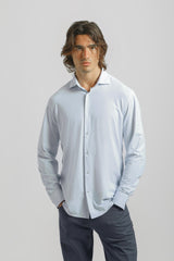 Camicia manica lunga con microfantasia|Colore:Celeste