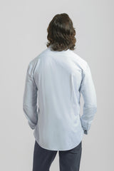 Camicia manica lunga con microfantasia|Colore:Celeste
