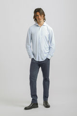 Camicia manica lunga con microfantasia|Colore:Celeste