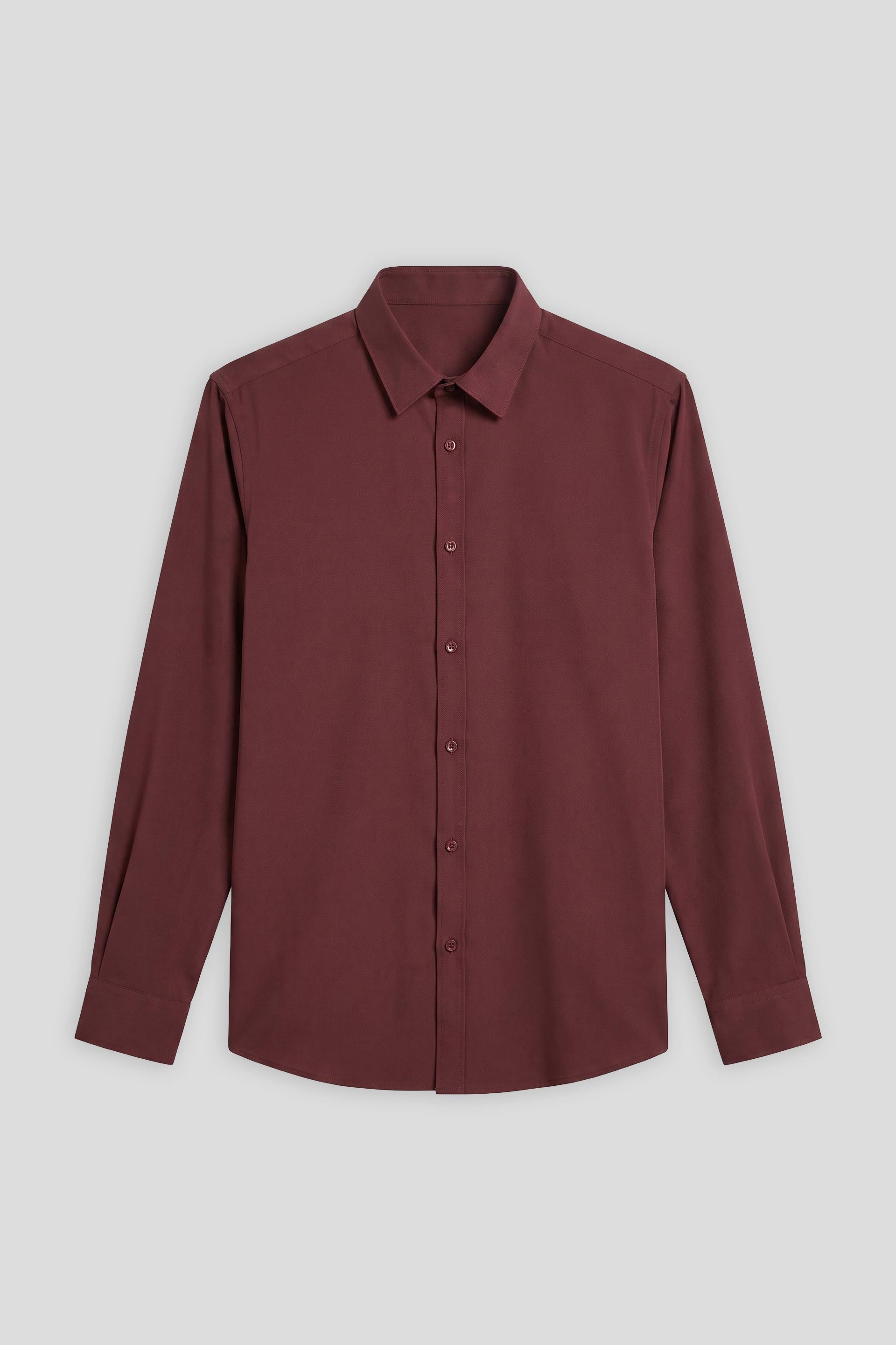 Camicia tinta unita in tessuto elastico|Colore:Bordeaux